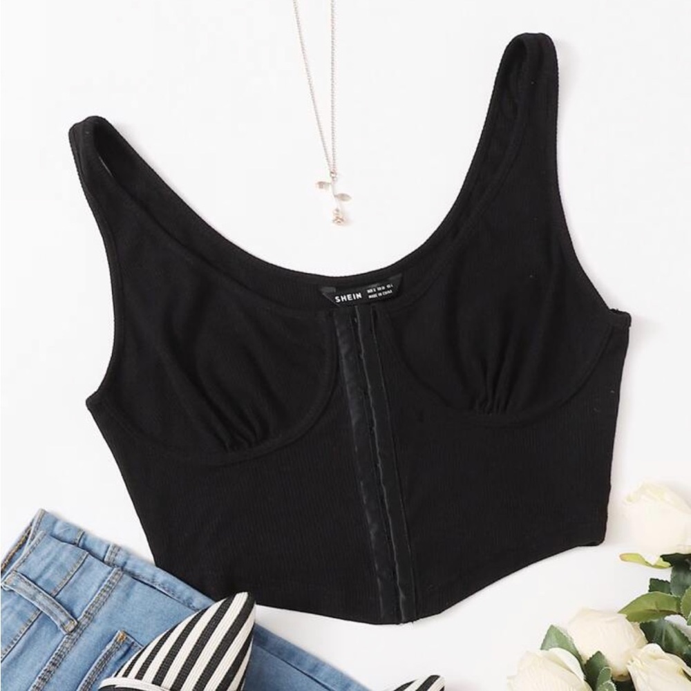 Rib knit bustier crop top